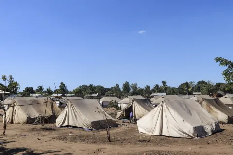 Läger för internflyktingar i provinsen Cabo Delgado i Mocambique.