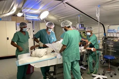 Operationssalen på Läkare Utan Gränsers sjukhus i Mocka, Jemen.