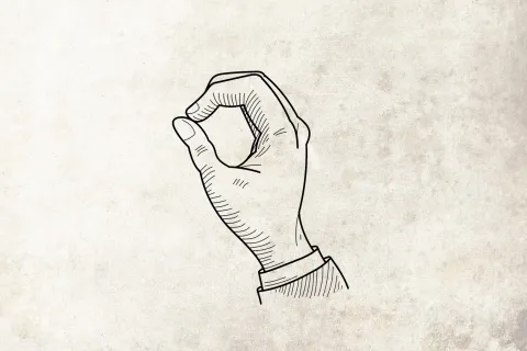 Illurstration på en hand där pekfingret möter tummen.